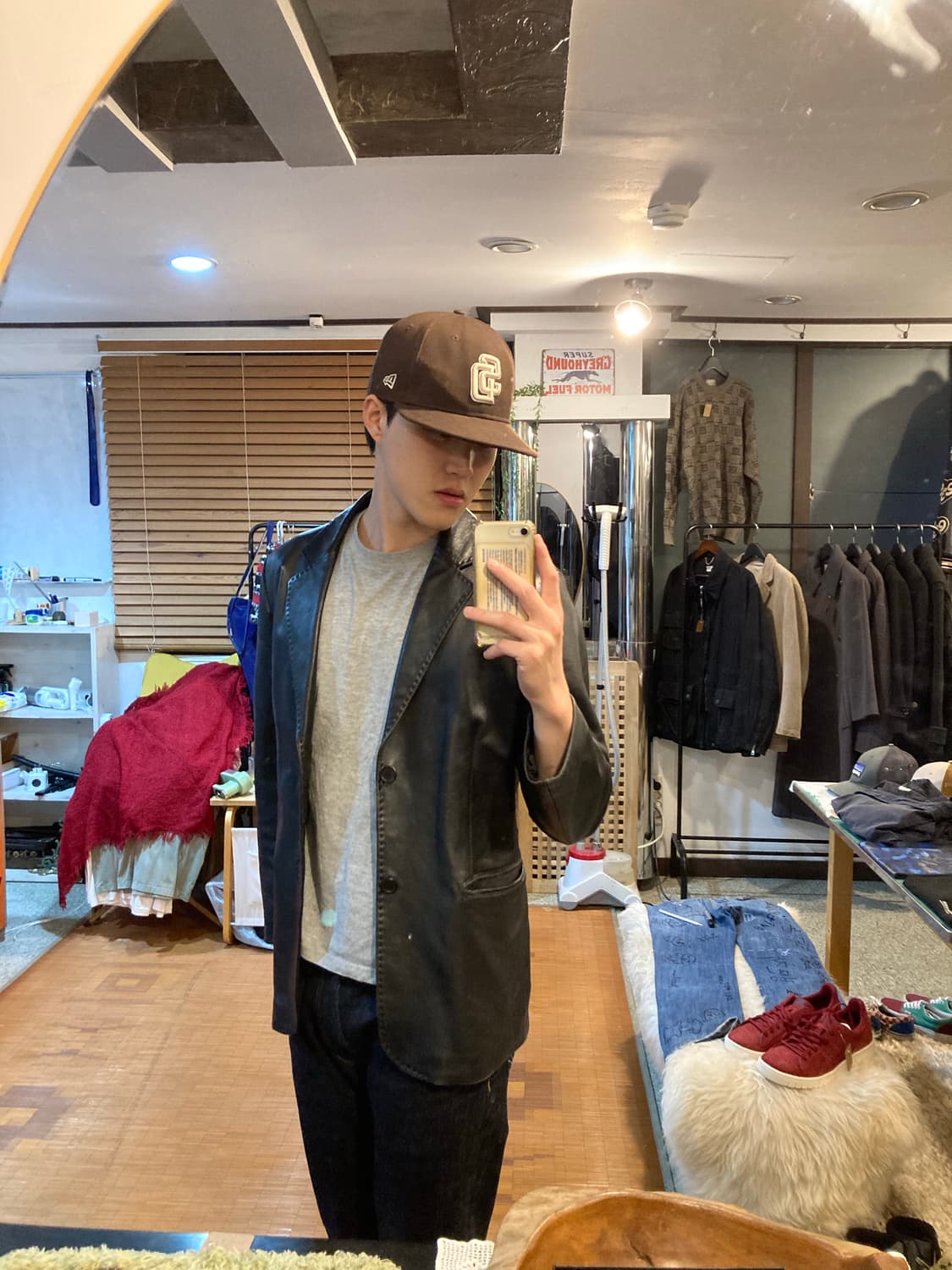 램스킨 투버튼 싱글 레더자켓 상품이미지3