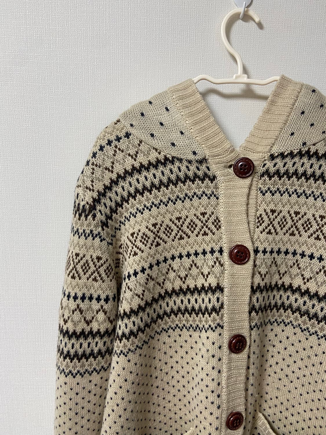 빈티지 모리걸 사와코 털 니트후드후리스 라떼히메갸루 상품이미지3