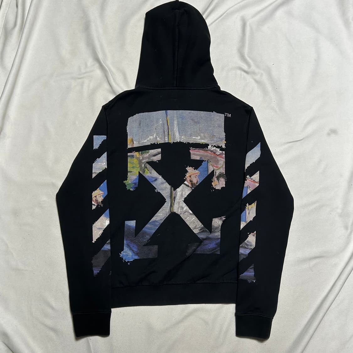 L 오프화이트 19S/S 유화 애로우 블랙 후드 집업 상품이미지3