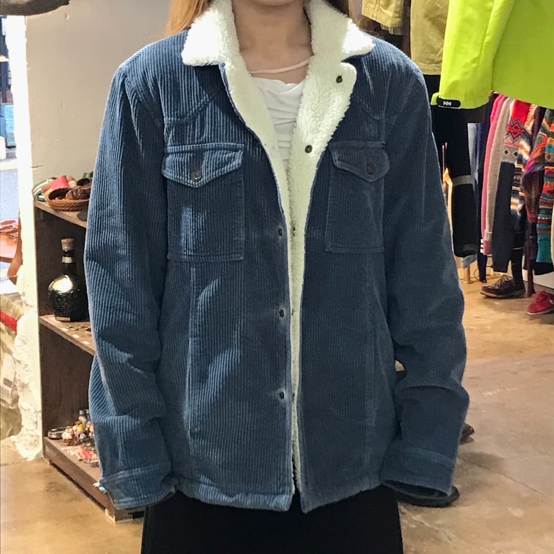 Ck 캘빈클라인 인디블루 코듀로이 양털 셰르파 자켓 남성 105 사이즈  상품이미지8