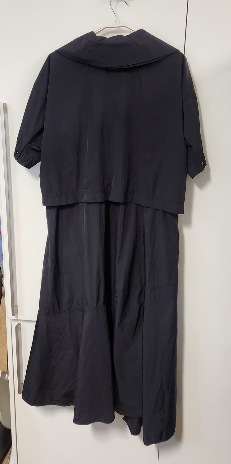 SYSTEM 블랙 나일론 반팔 롱원피스 가슴둘레 82 상품이미지2