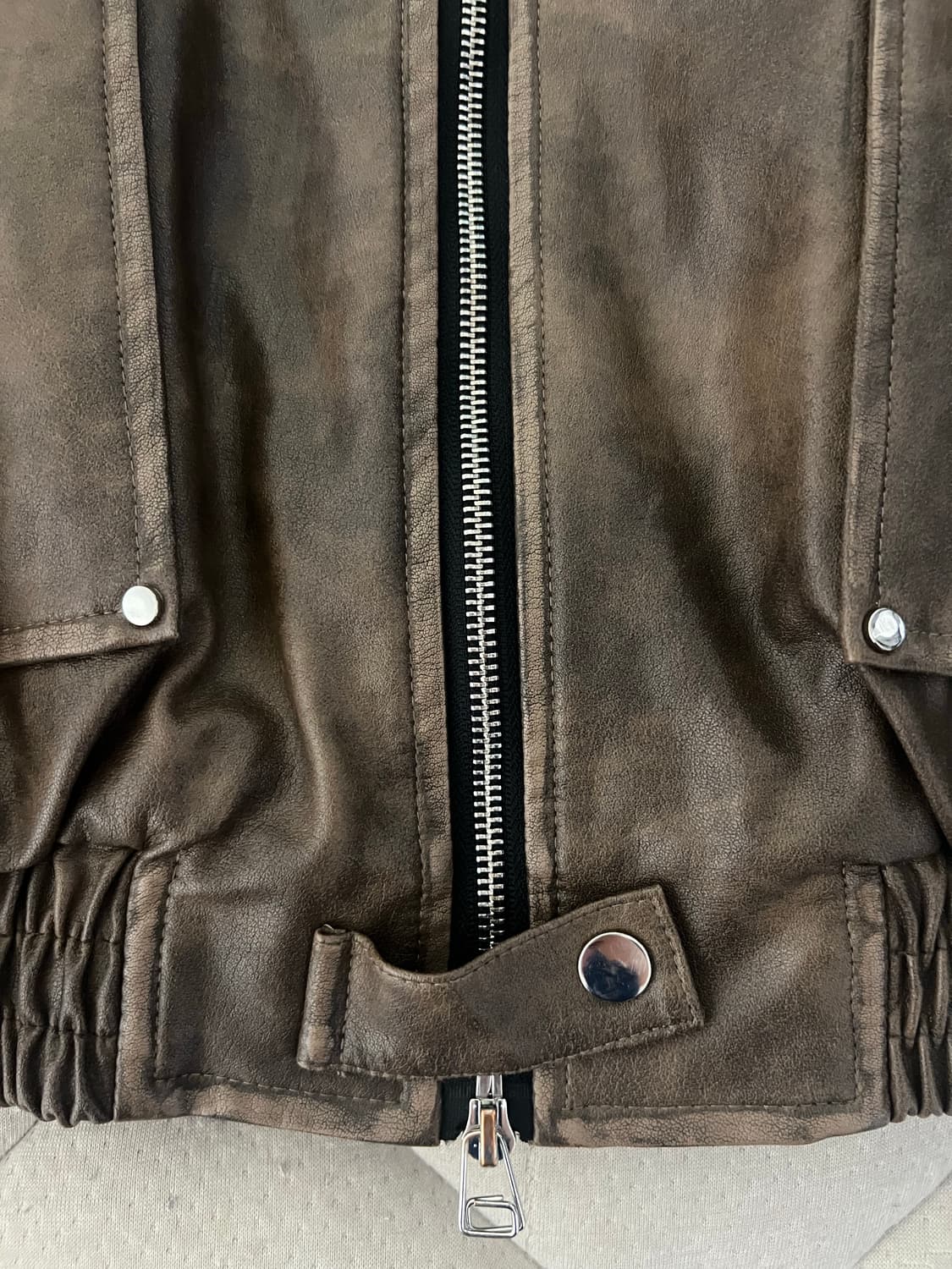 브라운 레더 블루종 자켓 상품이미지5