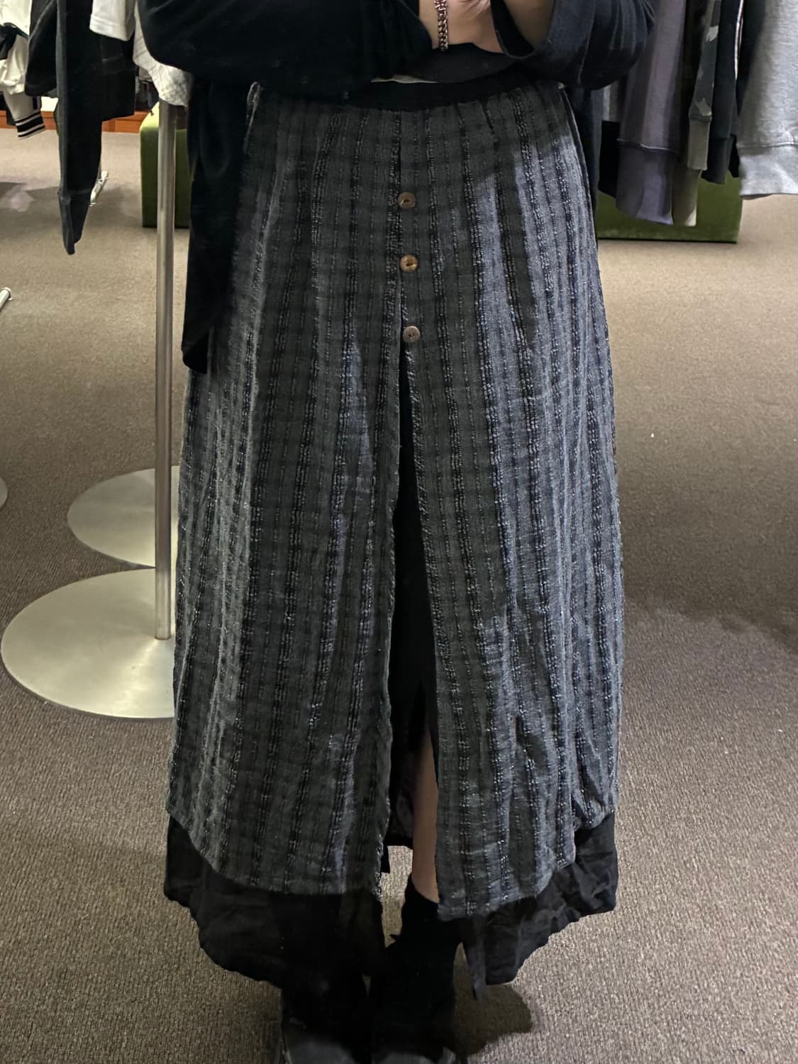 OS)Japanese vintage 여성 레이어드 트임 롱 스커트 상품이미지1