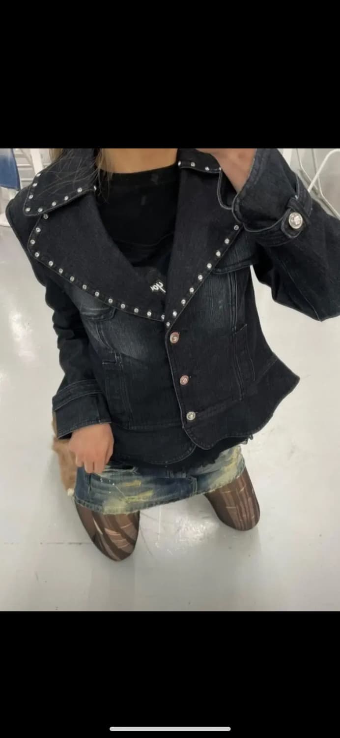 빈티지 펑크 데님 라이더 자켓 고스룩 나나깔 상품이미지1
