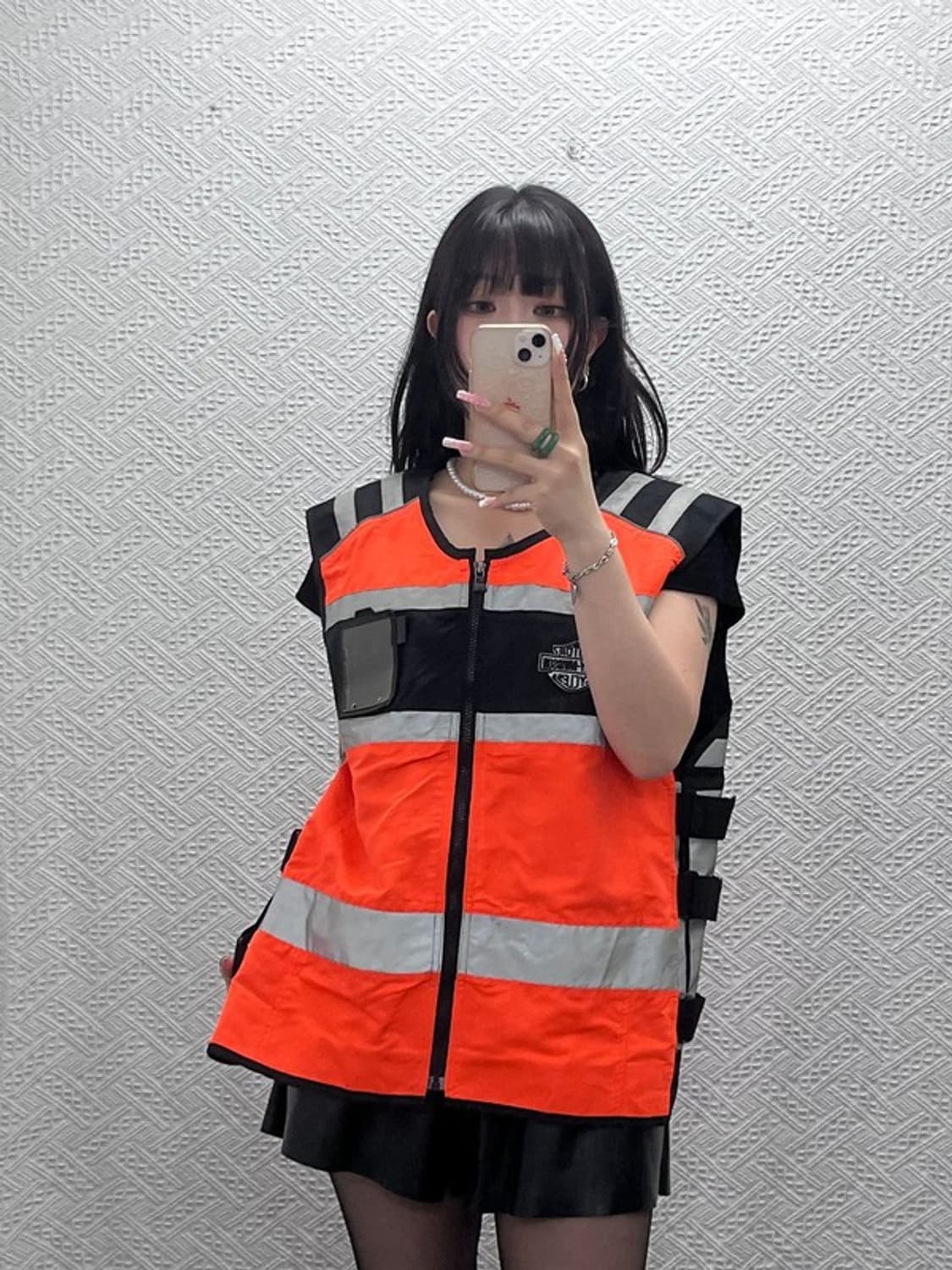 할리 데이비슨 레트로 펑크 네온오렌지 사이클 안전조끼 XL C12505 상품이미지1
