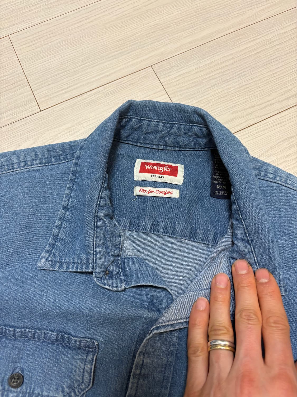 빈티지 wrangler 랭글러 데님 반필 셔츠 M(100) 상품이미지2