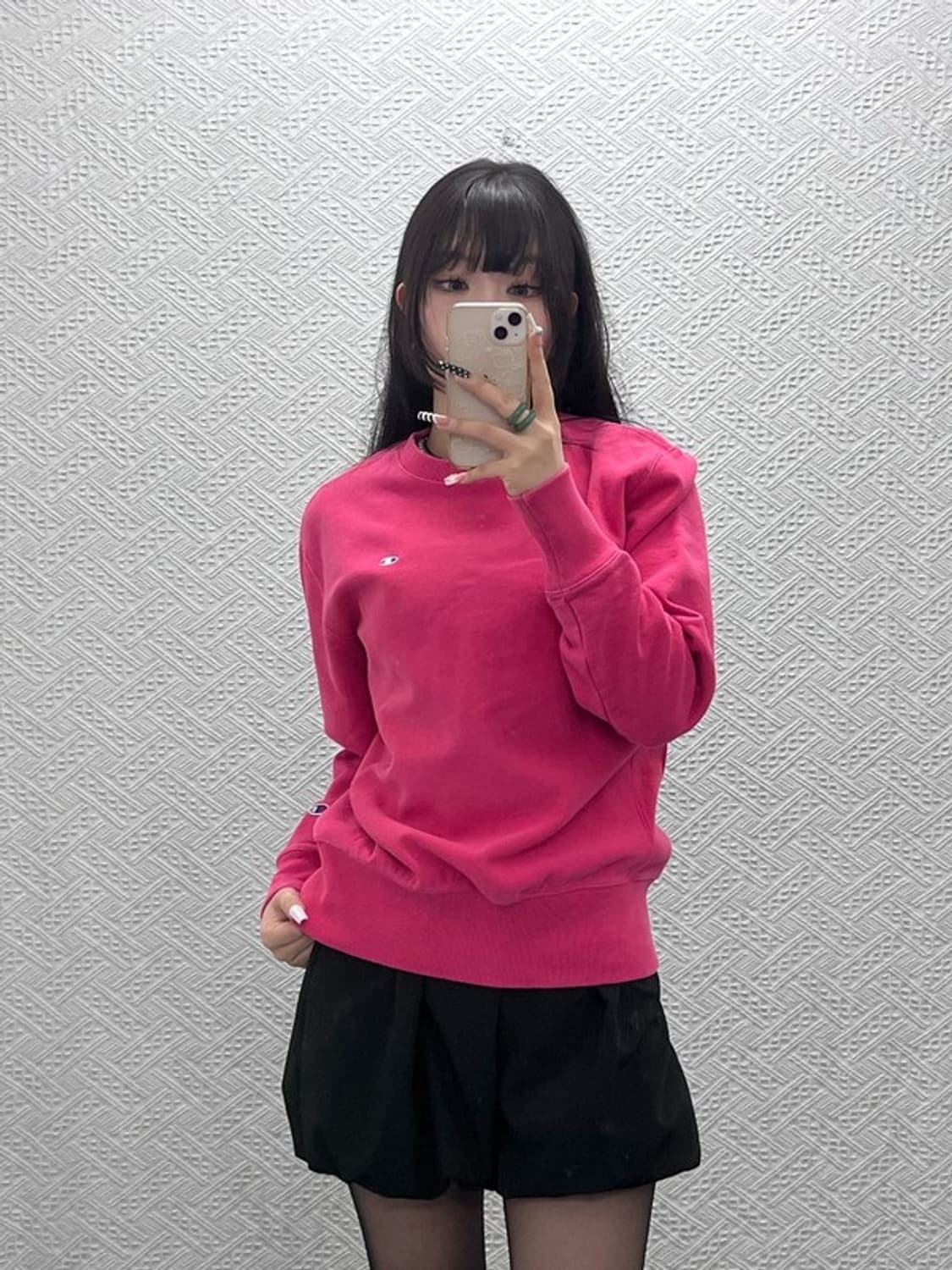 챔피온 리버스위브 Y2K 레트로 00's 핫핑크 맨투맨 M C10676 상품이미지2