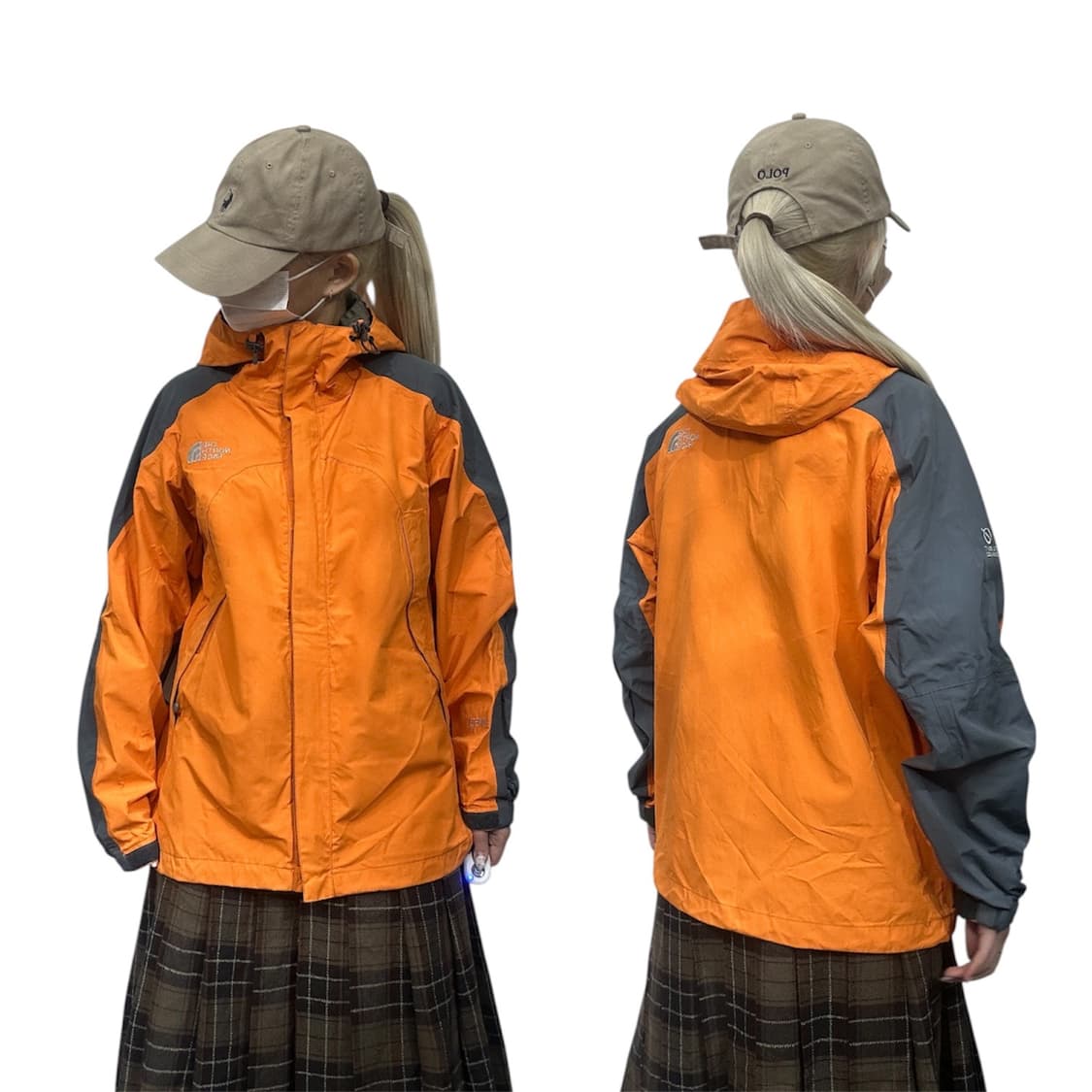 노스페이스 오렌지 그레이 바람막이 고프코어 등산 바람막이 자켓 M 상품이미지1
