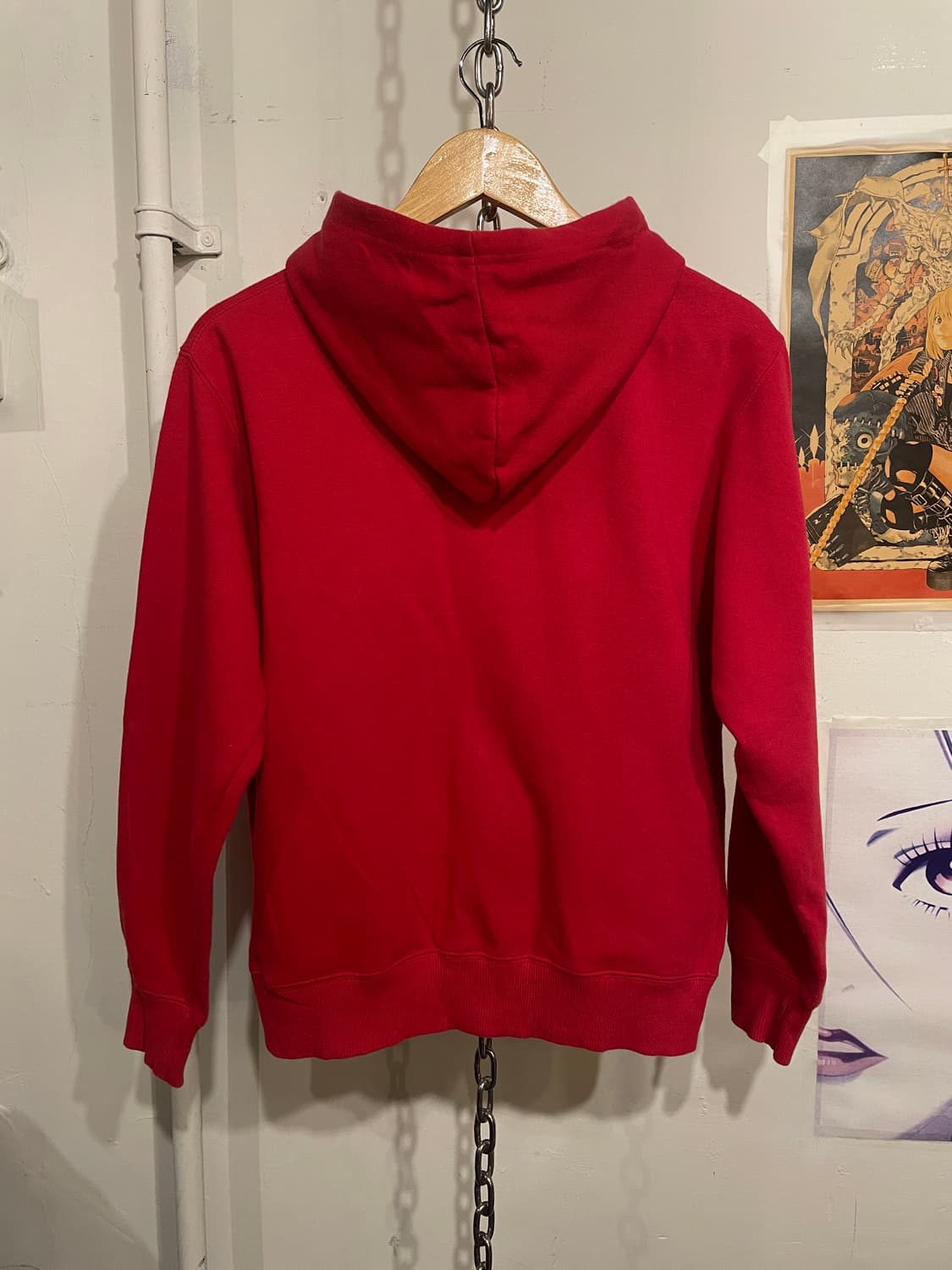 스컬 레터링 프린팅 레드 후드집업 펑크 상품이미지4