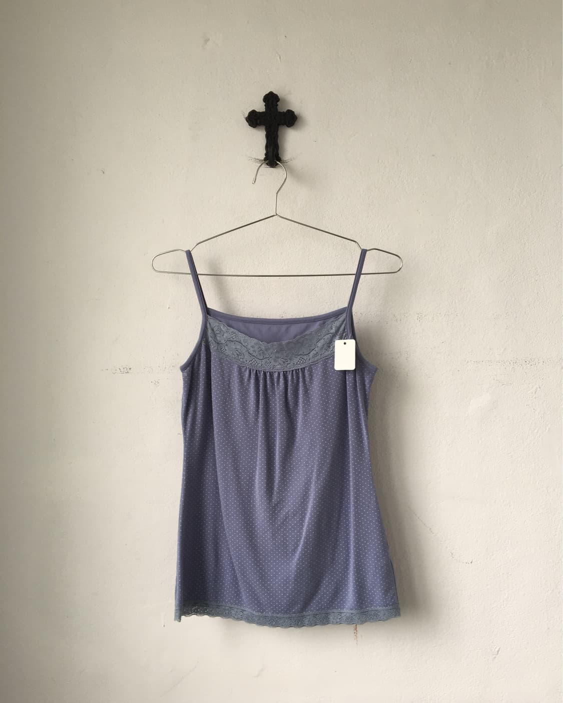 Lace trimming dot pattern sleeveless 상품이미지1