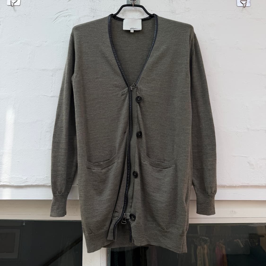 Phillip Lim 필립 림 카키 램스킨 집업 가디건 XS 상품이미지1