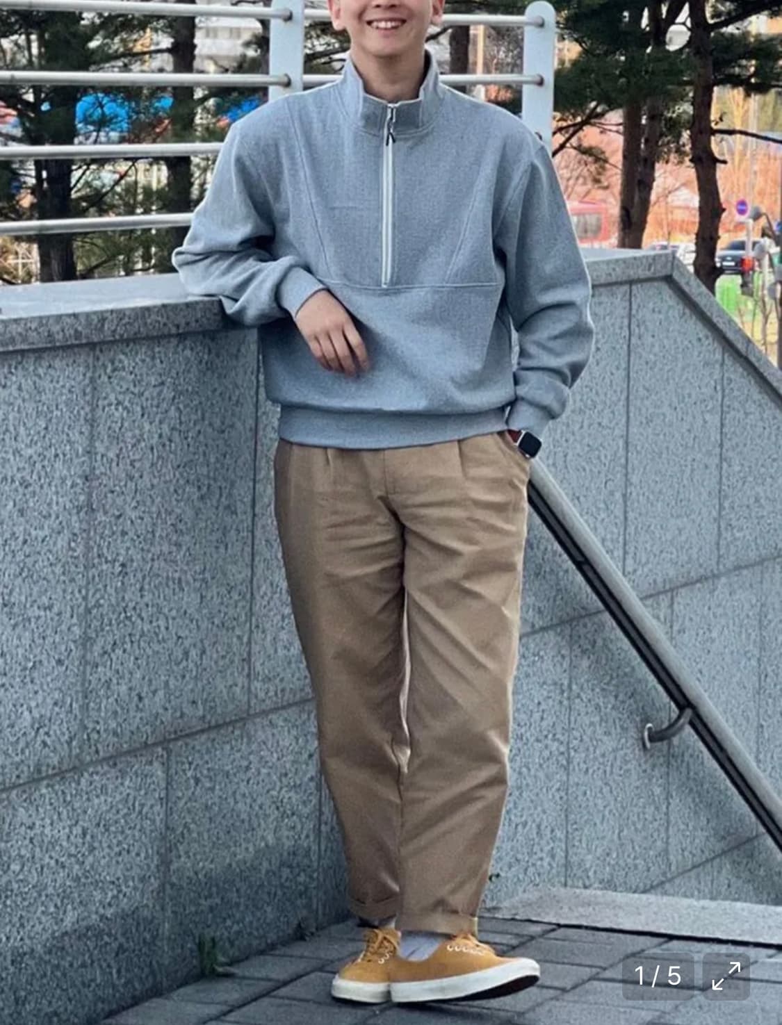 [L] 사운즈라이프 하프 집 풀오버 맨투맨 멜란지그레이 상품이미지9