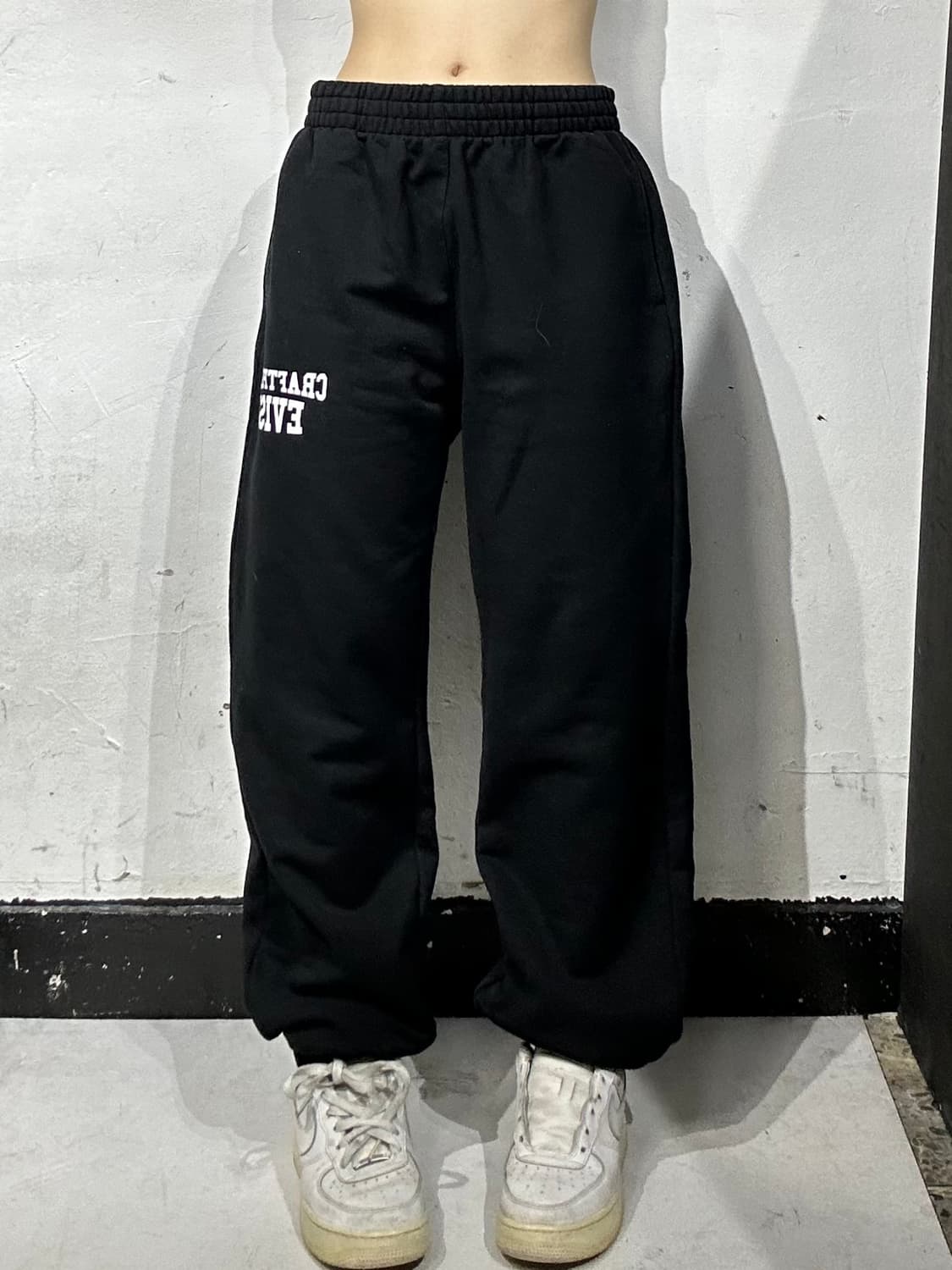 에비수 블랙 화이트 빅 로고 트레이닝 팬츠 XL 상품이미지2