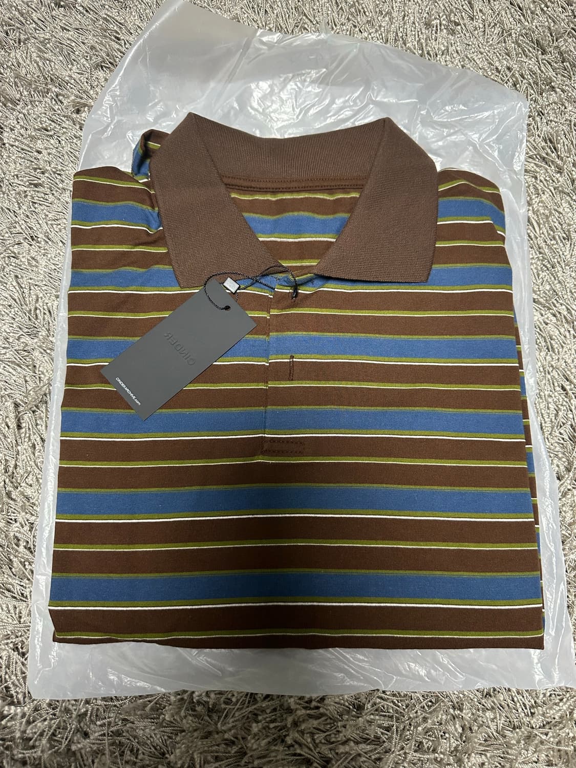 [2] 신더 스트라이프 폴로 티셔츠 브라운 상품이미지3