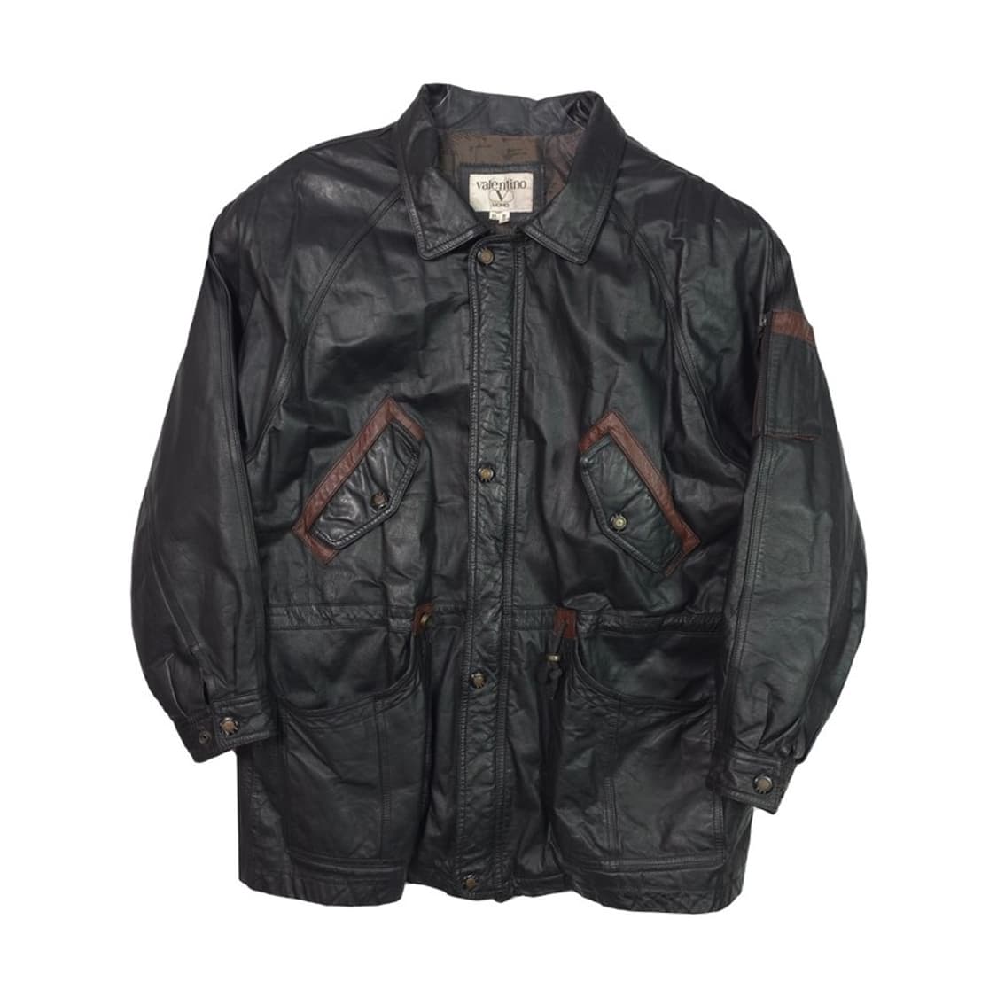 VALENTINO UOMO 90s 빈티지 레더 필드 자켓 XL 상품이미지1