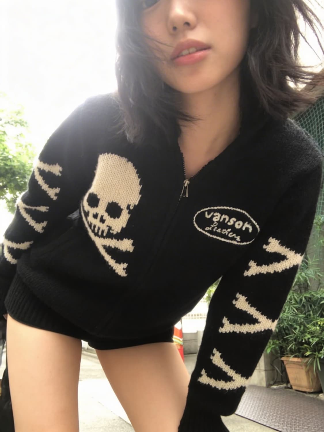 밴슨 레더스 스컬 니트 집업 상품이미지1