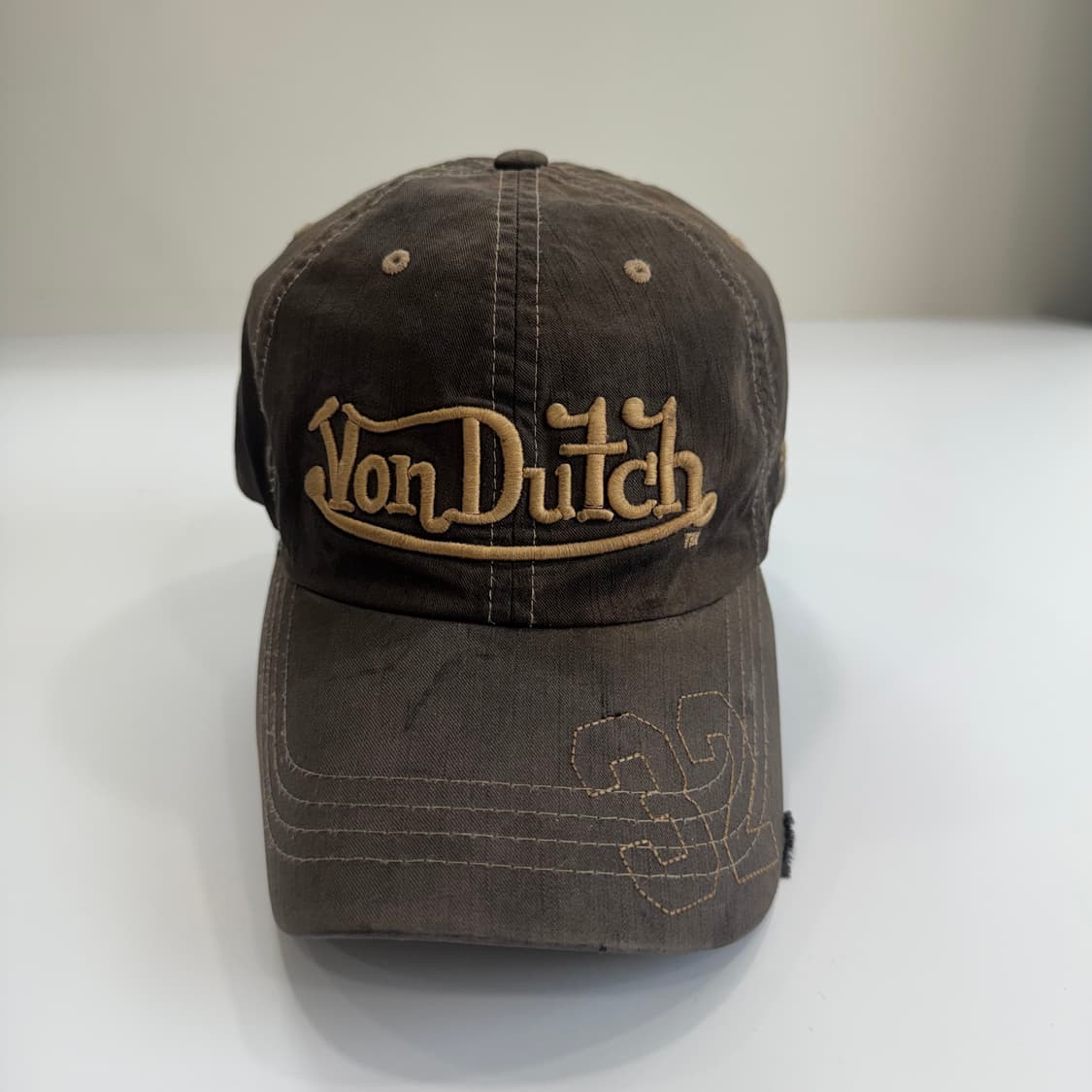 VonDutch 본더치 브라운 스티치 포인트 볼캡 상품이미지3