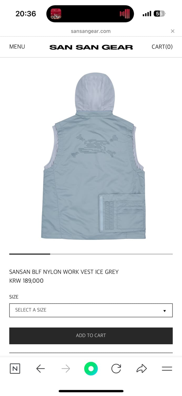 SANSAN BLF NYLON WORK VEST ICE GREY 상품이미지4