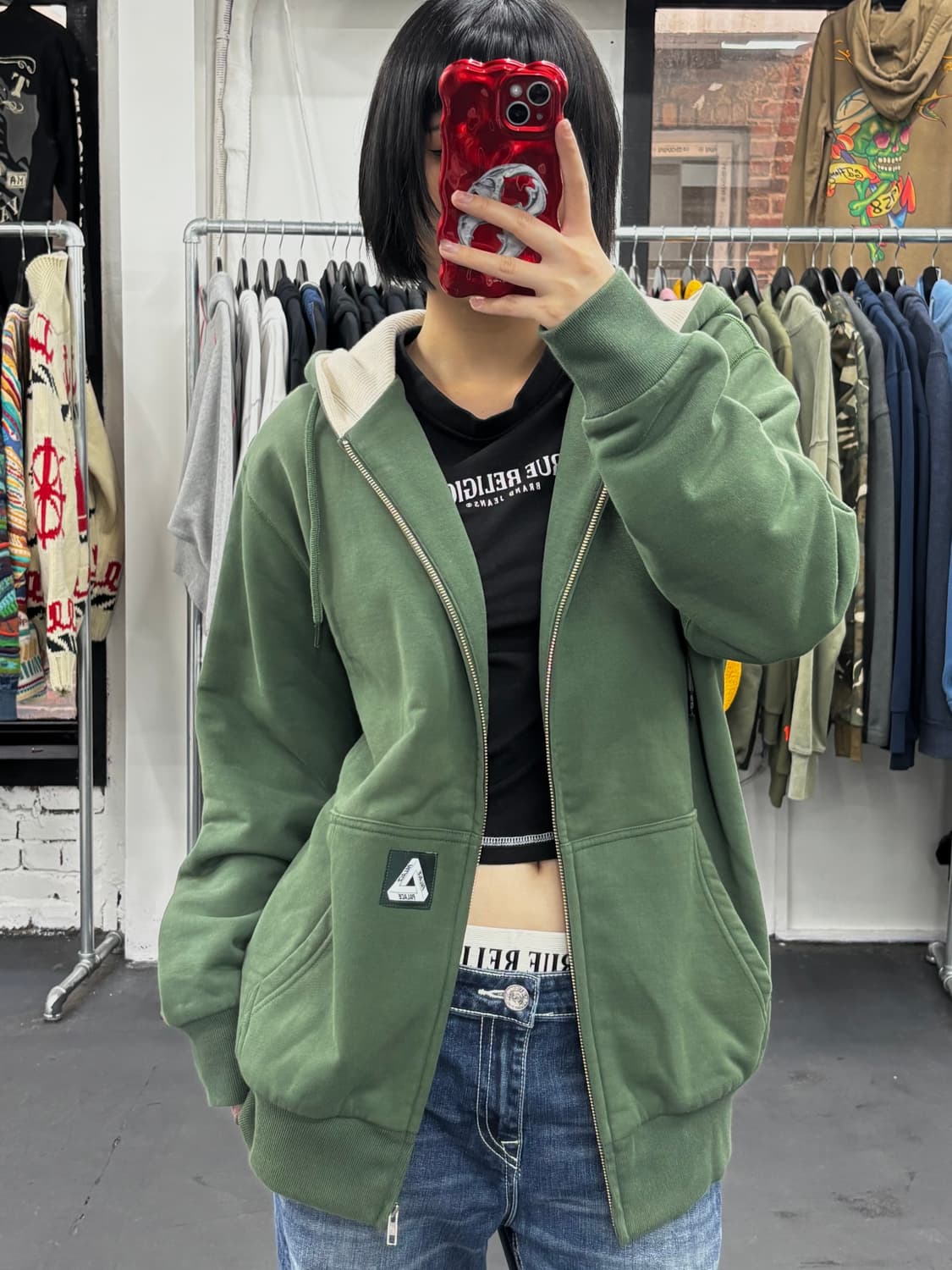 팔라스 패치 로고 써멀 후드집업 상품이미지3