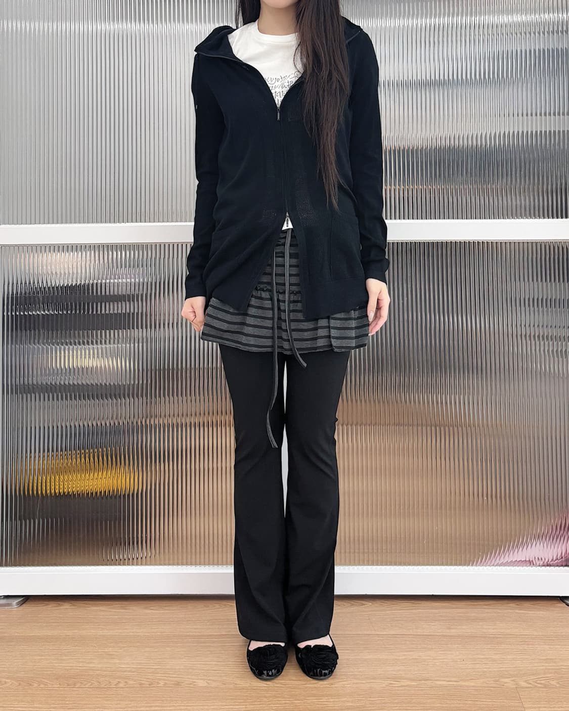 harajuku black knit half neck zip-up 상품이미지2