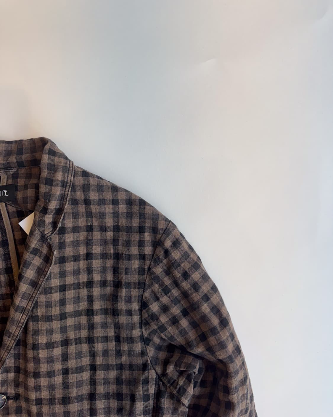 PLST Gingham Check Linen Blazer 상품이미지3