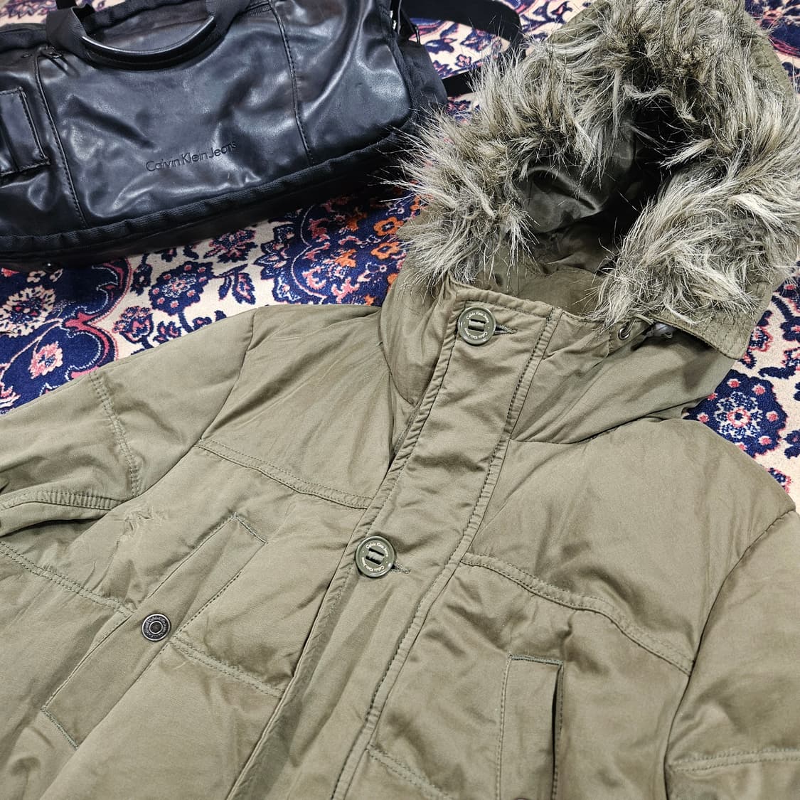 켈빈클라인 빈티지 밀리터리 덕다운 버튼 야상 점퍼 M size 상품이미지4
