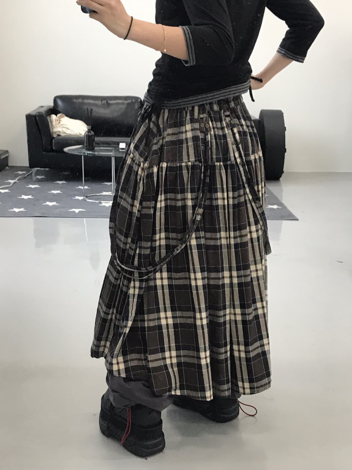Jpn Brown Checked Long Skirts 상품이미지4