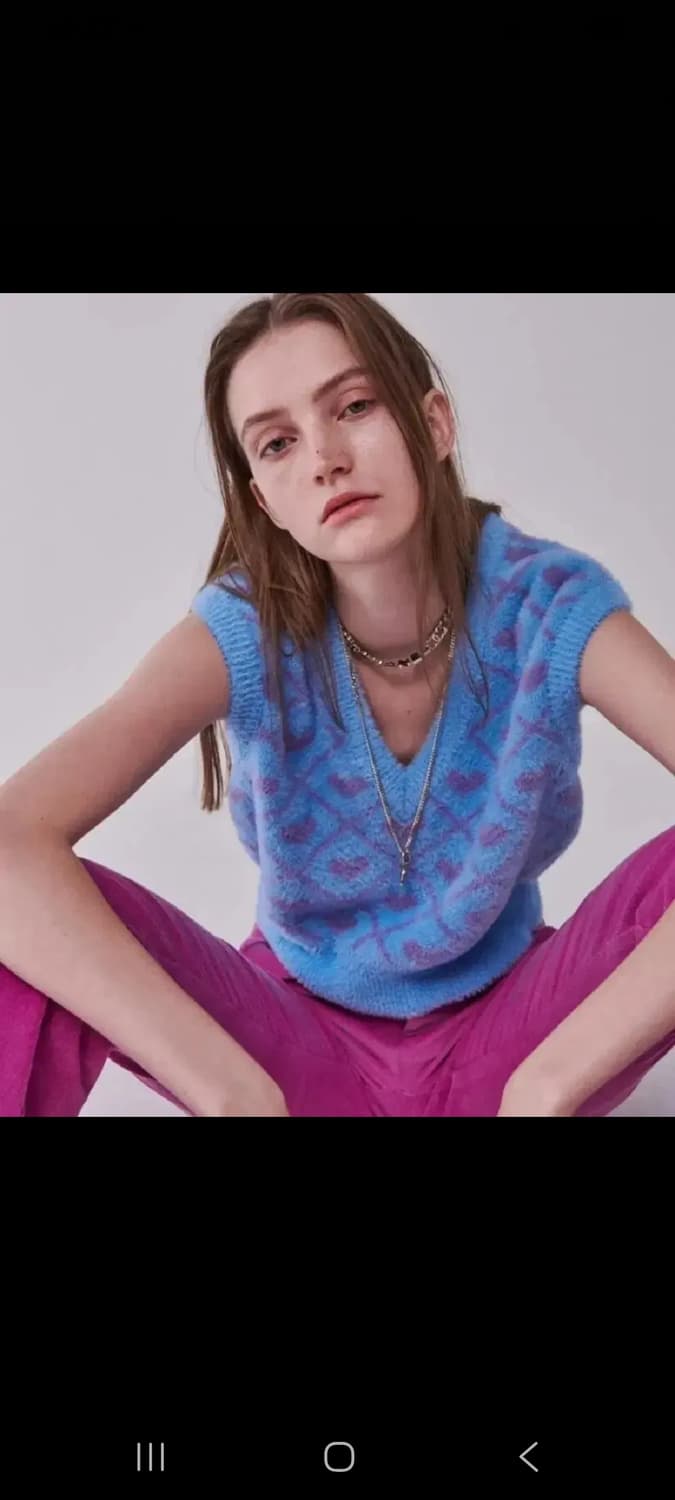 (택포) 더센토르 한지민 하트 니트베스트 니트조끼 상품이미지1