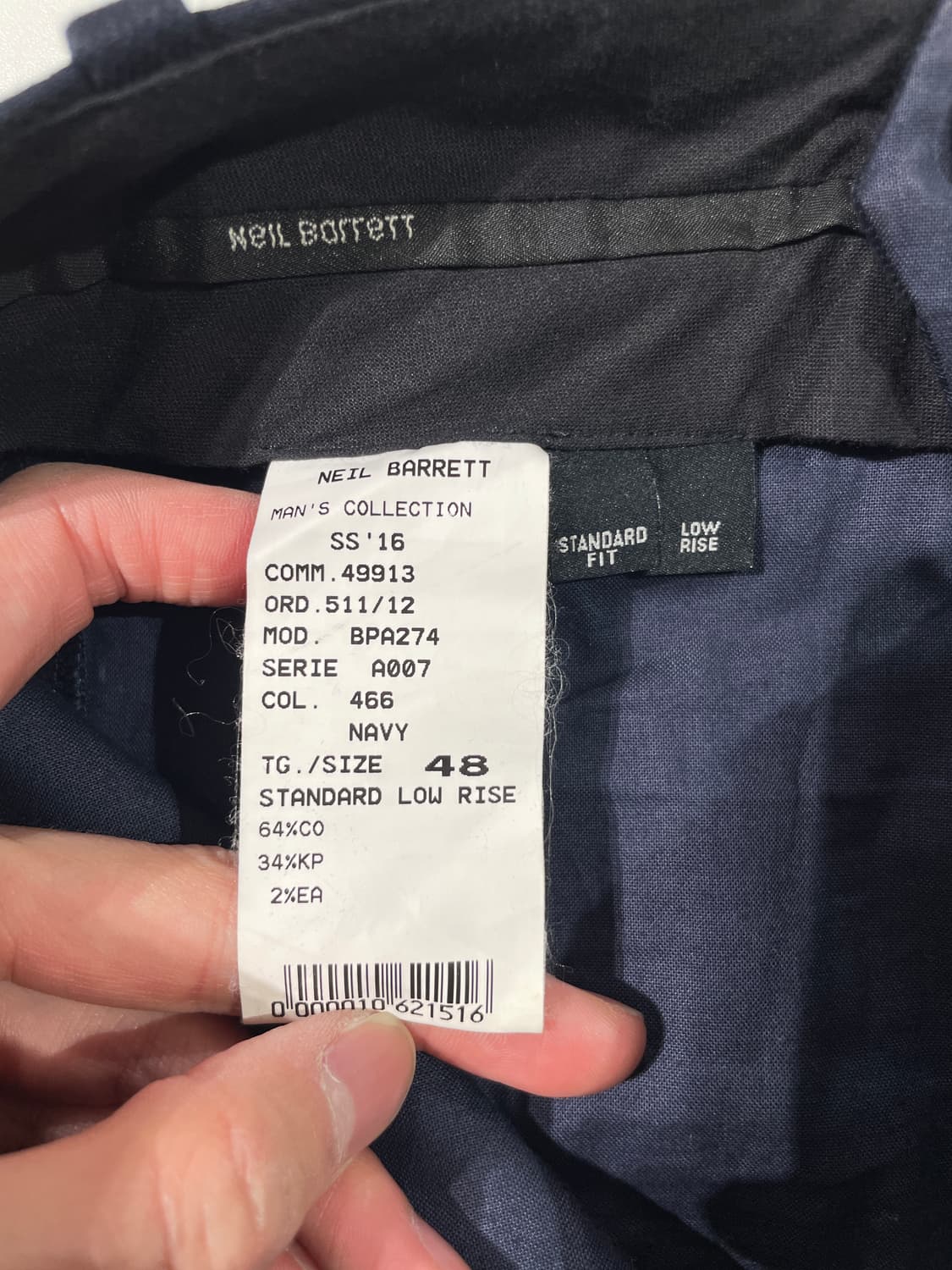 닐바렛 16S/S 네이비 스탠다드 핏 원 턱 코튼 카프리 팬츠 상품이미지8