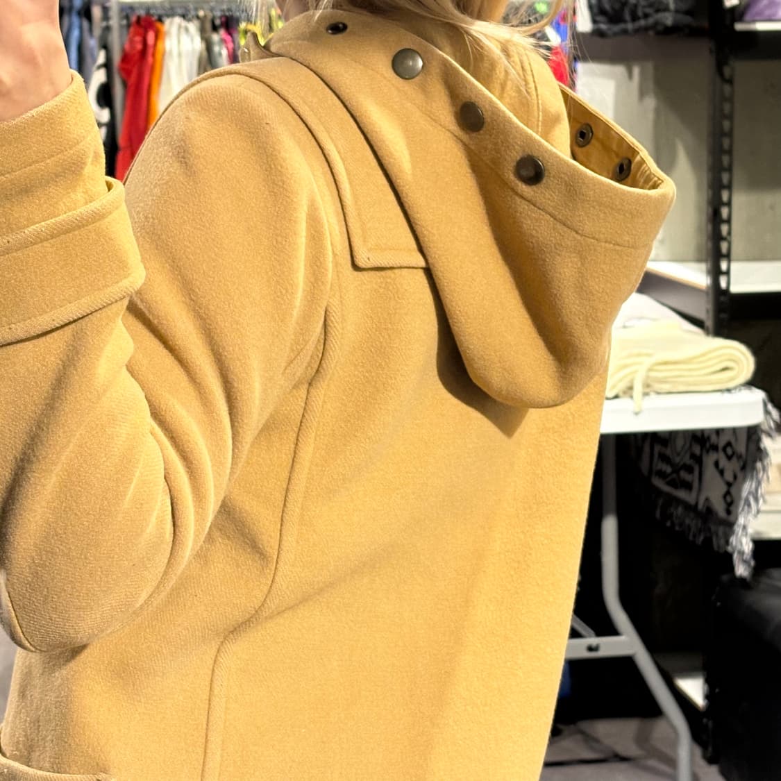 폴로 진스 베이지 빅포켓 후드 미니 로고패치 울블렌드 떡볶이코트 롱 코트 상품이미지4