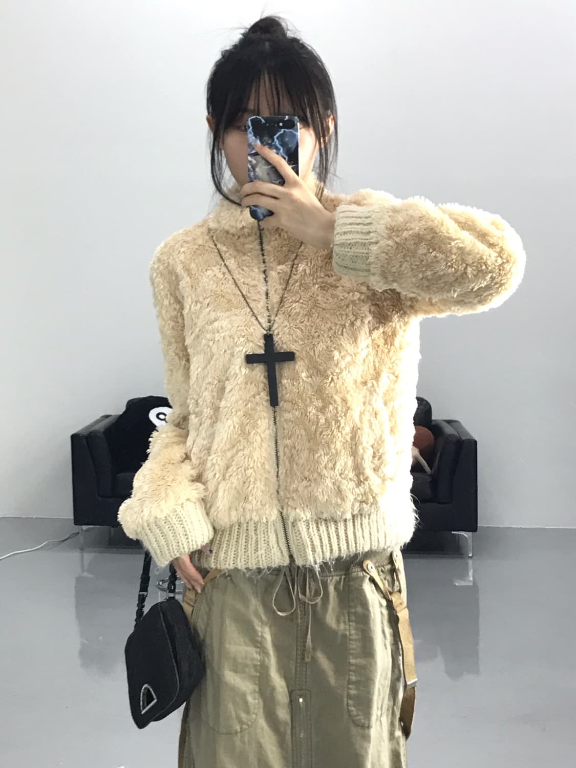  Majestic Legon Poly fur zip up 상품이미지1