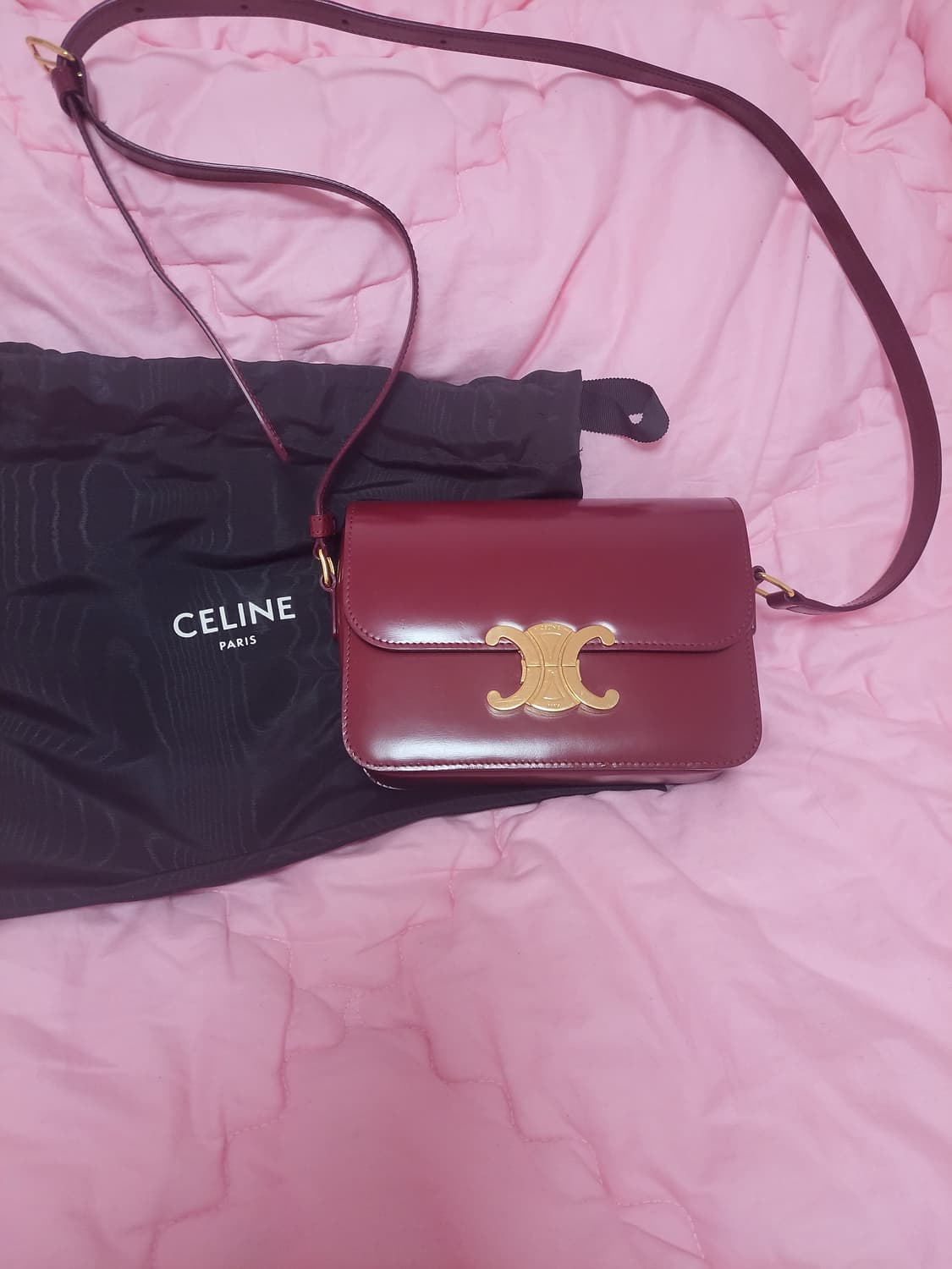 정품)급처상태좋음!셀린느 트리옹프오페 틴 블랙핑크리사연예인가방크로스숄더백 상품이미지2