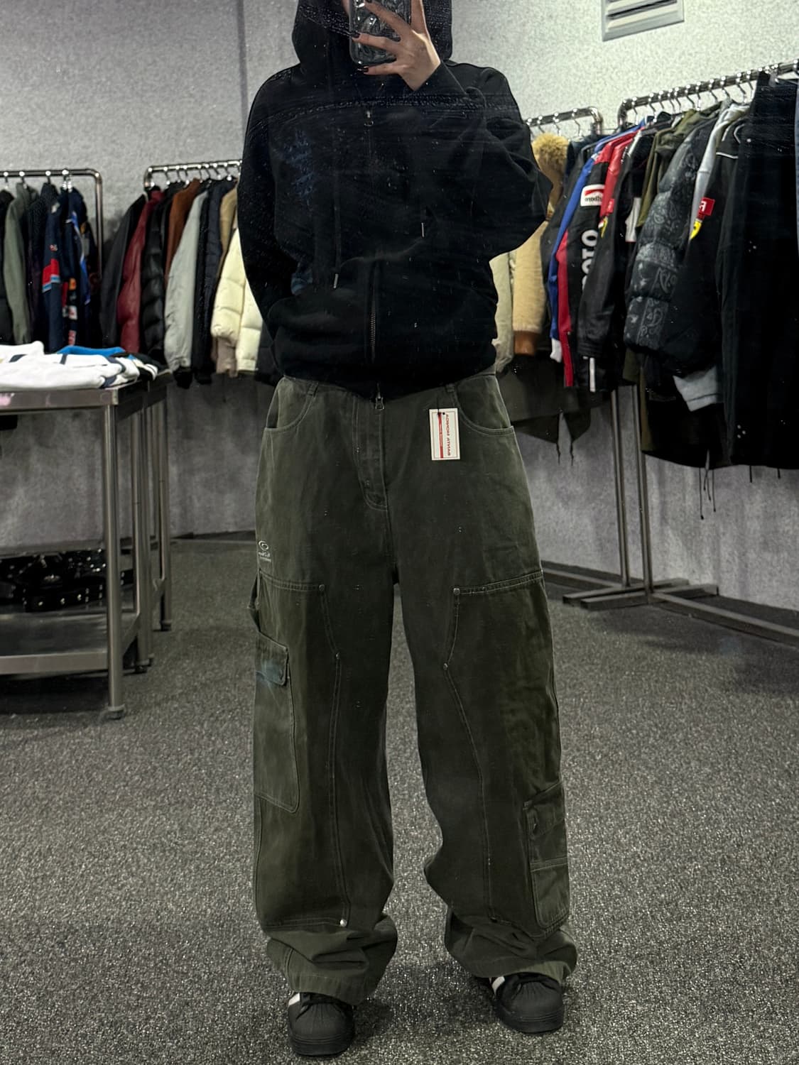 트래블 카키 카고 와이드 팬츠 B4372 상품이미지1