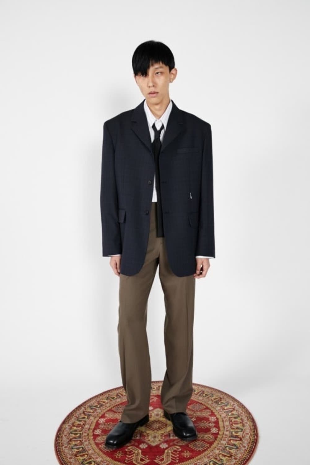 [M] STU 3버튼 블레이저 네이비 체크 상품이미지4