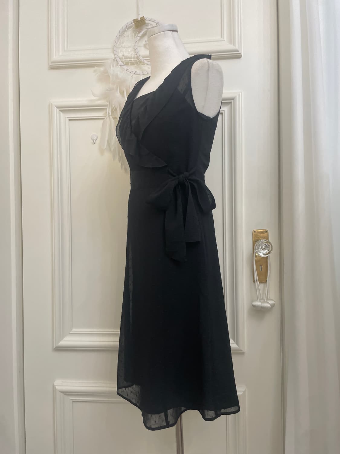 black ruffle bow dot lace opc(size-2) 상품이미지2