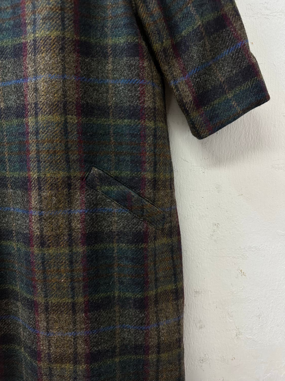 MOON 울 타탄체크 하프슬리브 포켓 원피스 상품이미지3