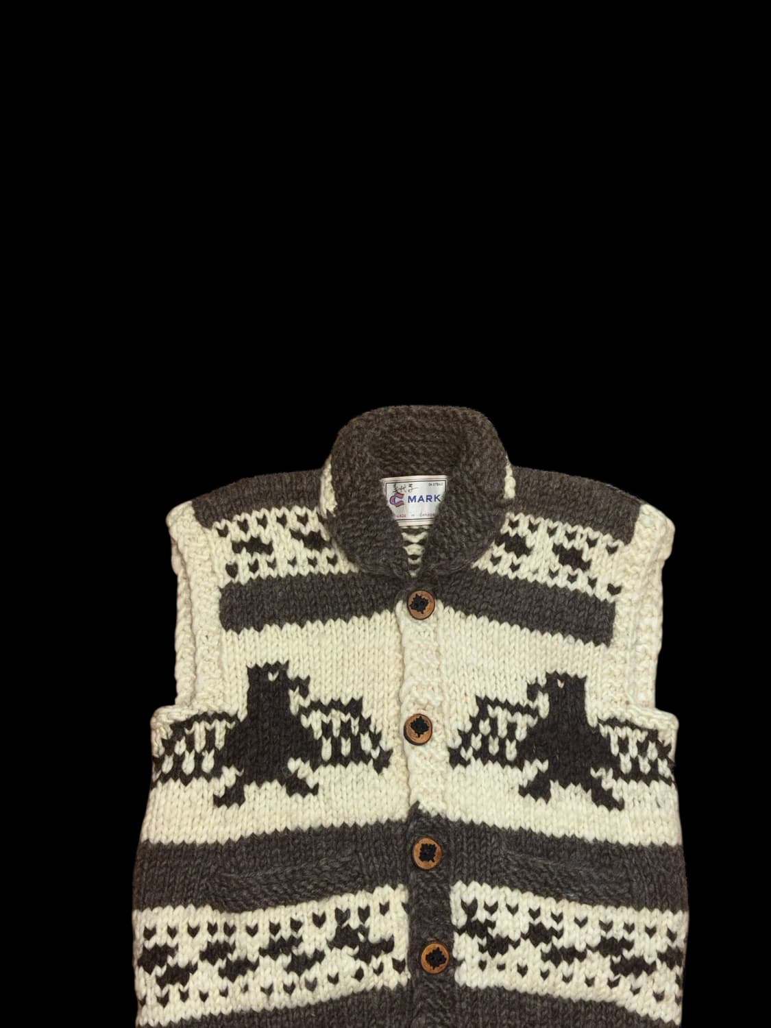 캐나다 빈티지 코위찬 헤비 울 니트 가디건 상품이미지5