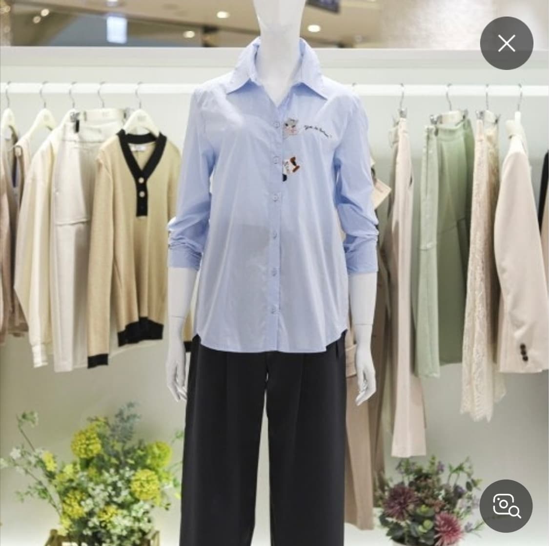 택있는새옷)비지트인뉴욕 고양이자수셔츠 66사이즈 상품이미지1