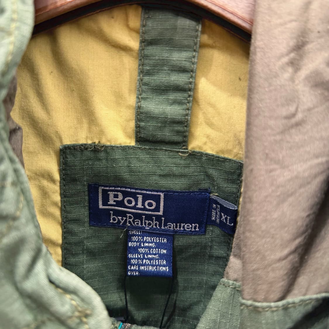 폴로 랄프로렌 후드 집업 자켓 요크 절개 스트링 로고 자수 디테일 카키 상품이미지6