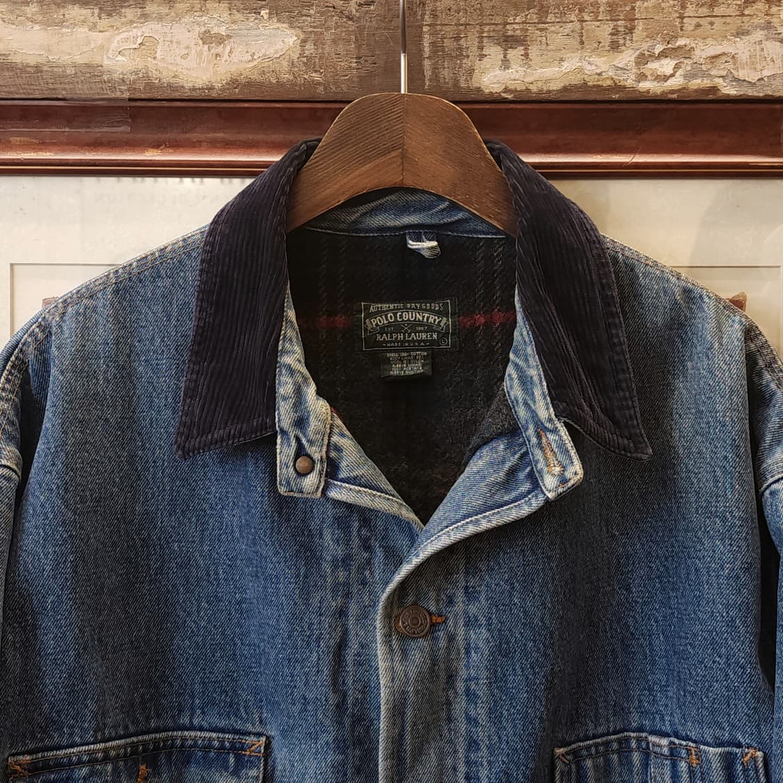 90s 폴로 컨트리 초어자켓 블랭킷 라이닝 데님 헌팅자켓 L 상품이미지4