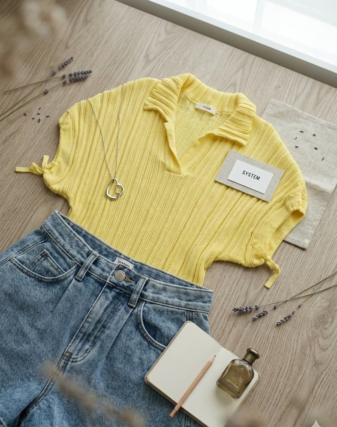 시스템(SYSTEM)**의 드로스트링 리브 니트 탑 상품이미지1