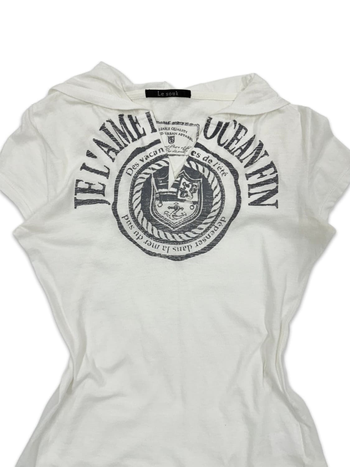 빈티지 LE SOUK 펑크 y2k 레터링 후드 반팔티 상품이미지3