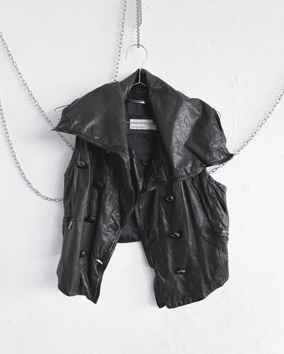 카렌 밀렌 아방가르드 하이넥 드레이프 나폴레옹 레더 베스트 상품이미지6
