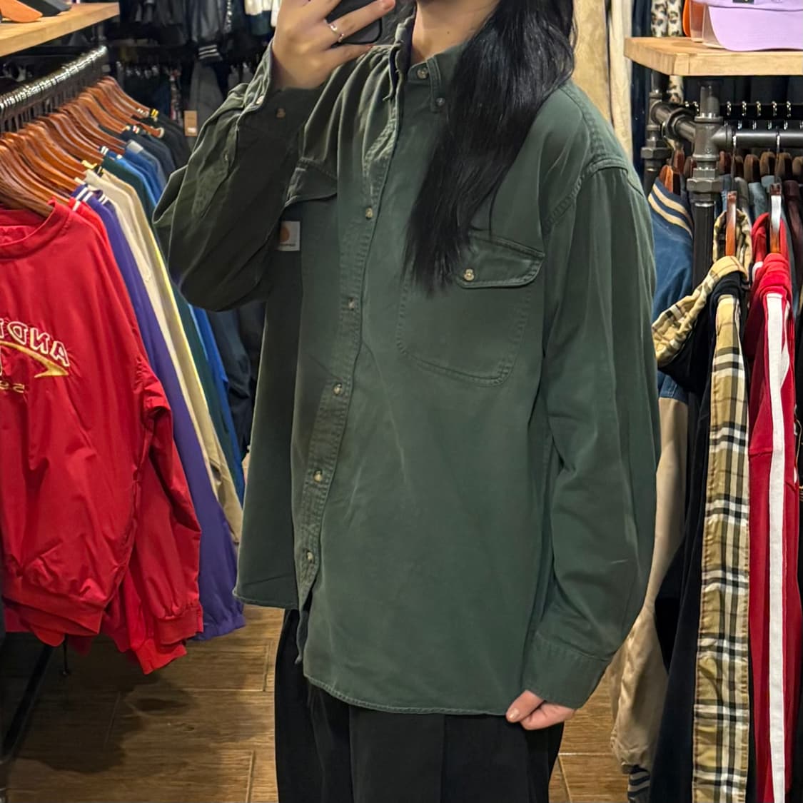 [HI] Carhartt 칼하트 투포켓 긴팔셔츠 카키 상품이미지3