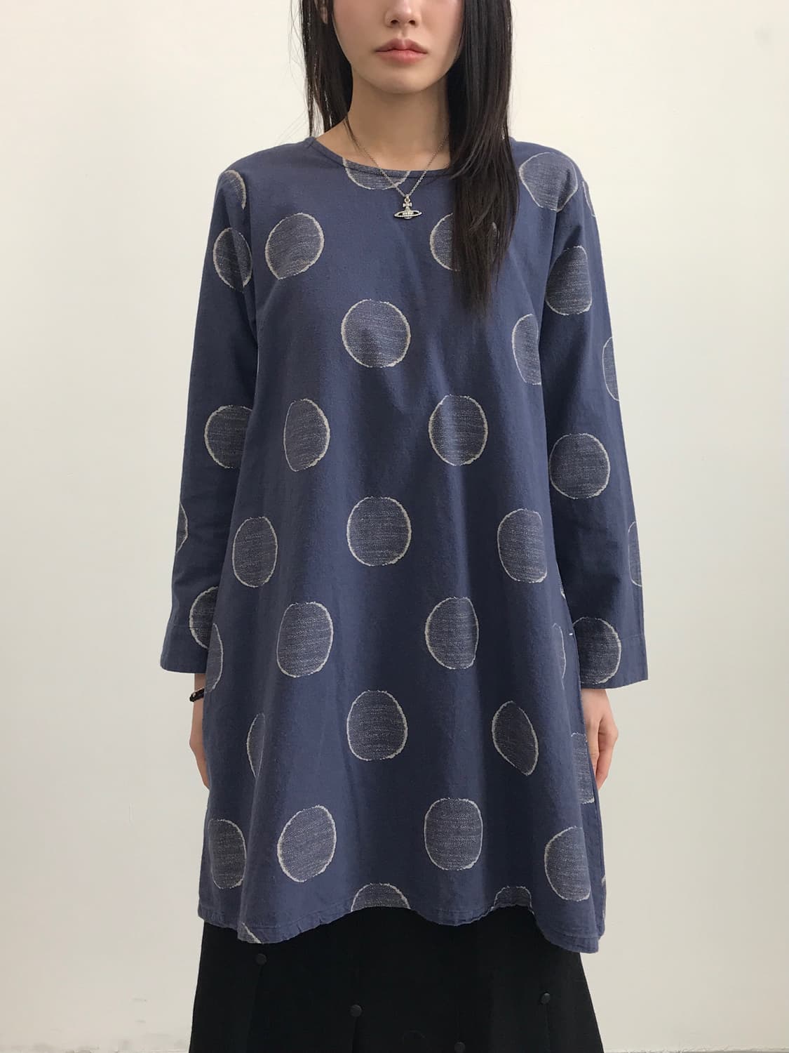 Jpn Navy Polka Dot Cotton Dress 상품이미지2