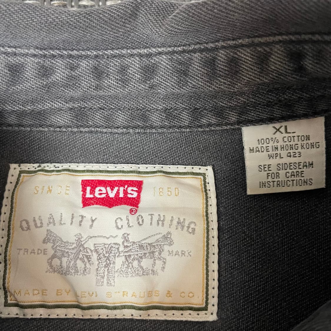 리바이스 00s 투포켓 레드탭 흑청 데님 셔츠 XL 상품이미지4