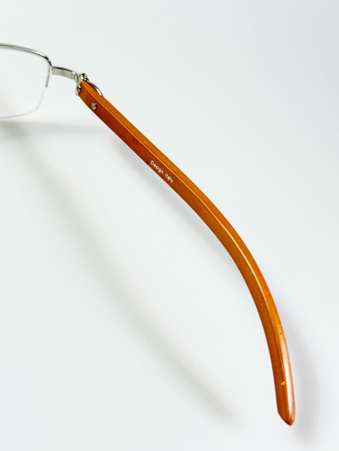 90s TOKIO 실버 메탈 반무테 스퀘어 우드템플 빈티지 안경 상품이미지7