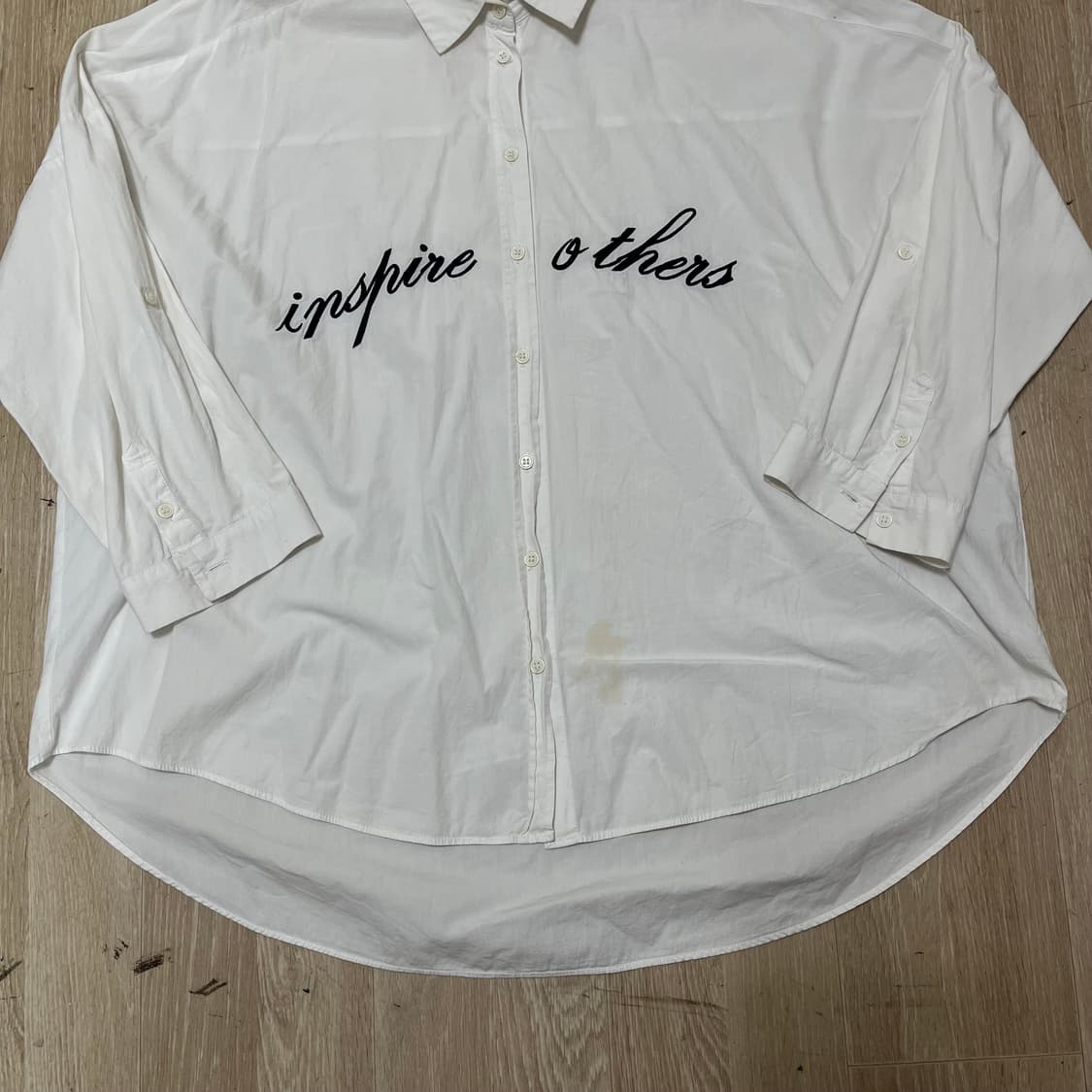 자라 레터링 자수 오버사이즈 옥스퍼드 셔츠 L/100 상품이미지3