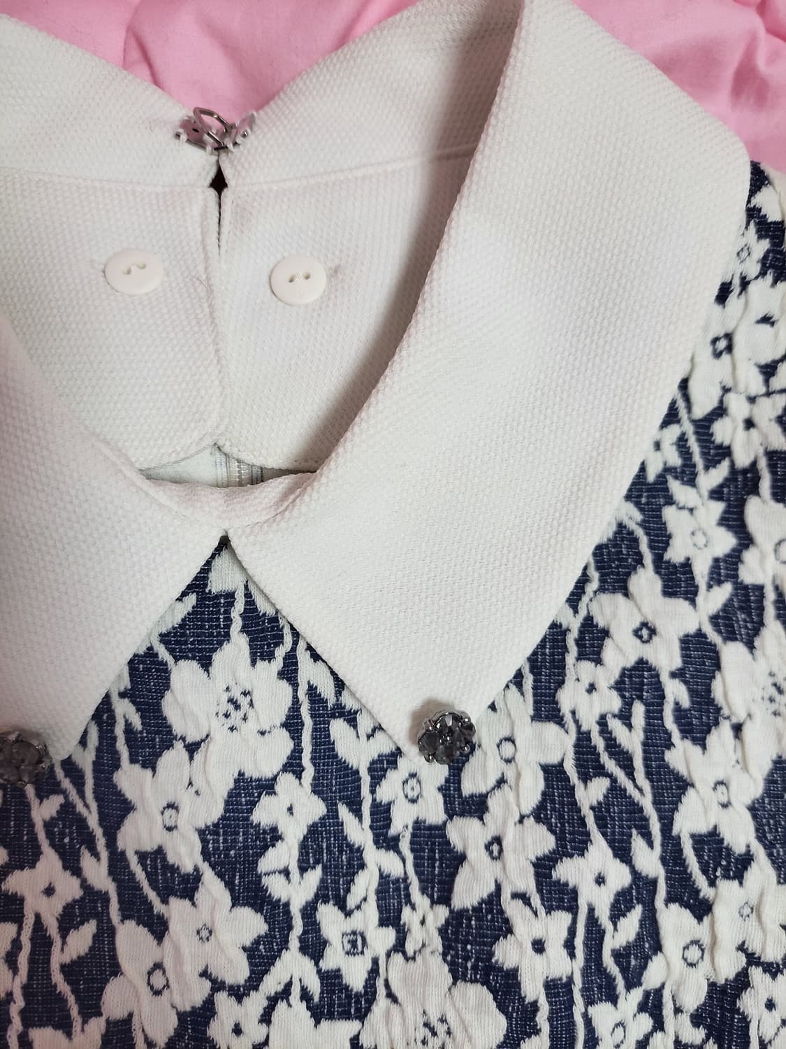 급처새상품!샤틴 탈부착 보석카라 플라워 A에이라인 플레어원피스 레니본st 상품이미지3