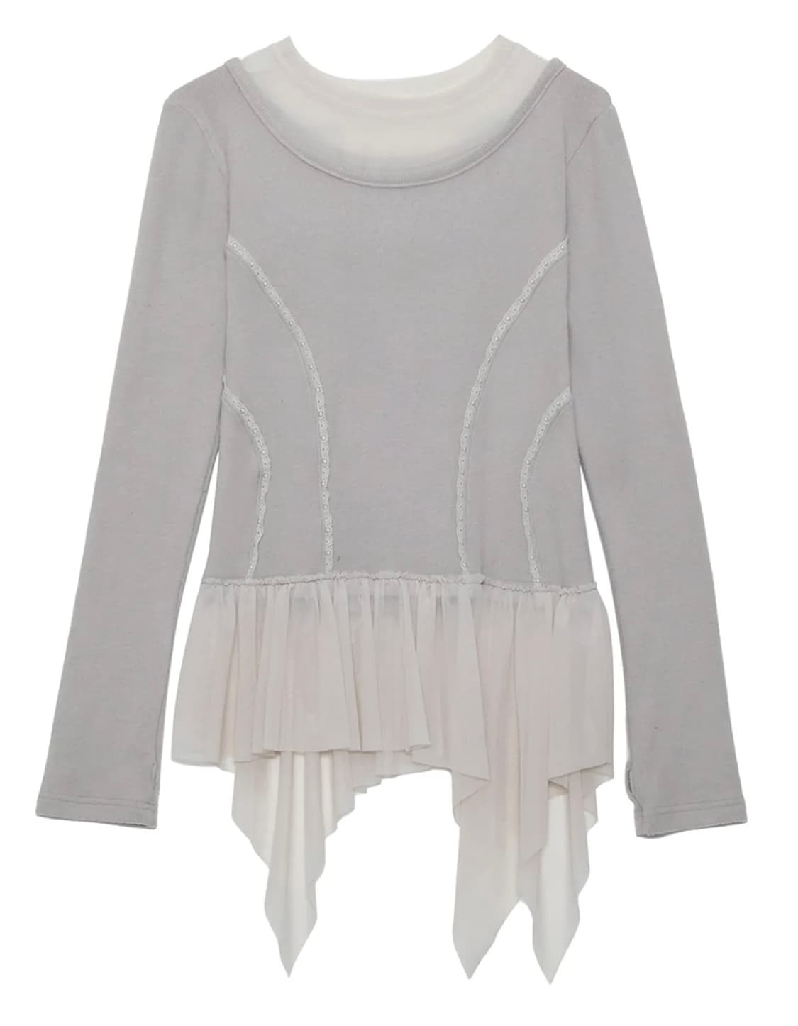 플레어업 프릴 롱슬리브 그레이 상품이미지2